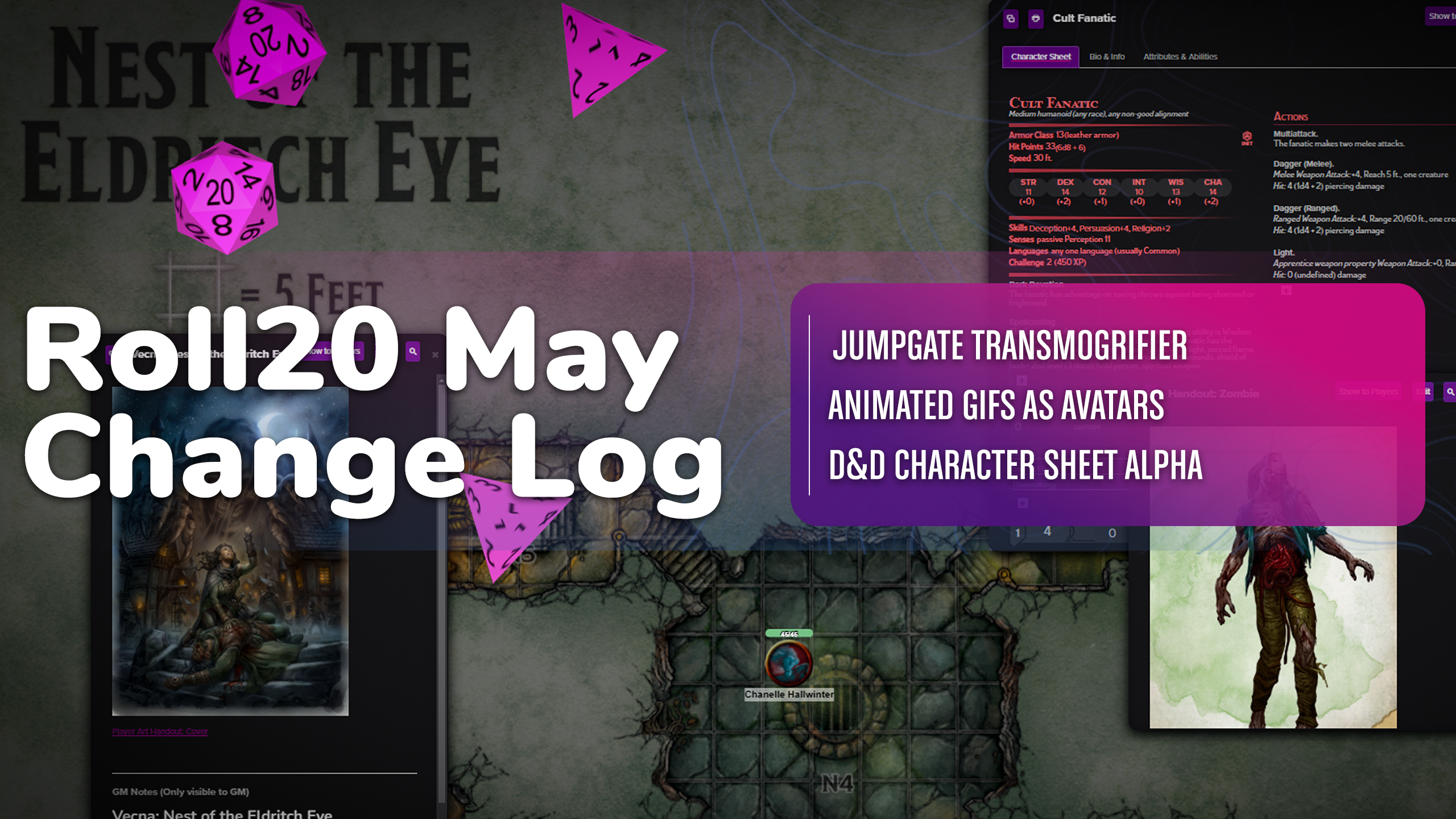 Roll20 May Change Log: Jumpgate Transmogrifier, Animated GIFs as Avatars, D&D Character Sheet Alpha